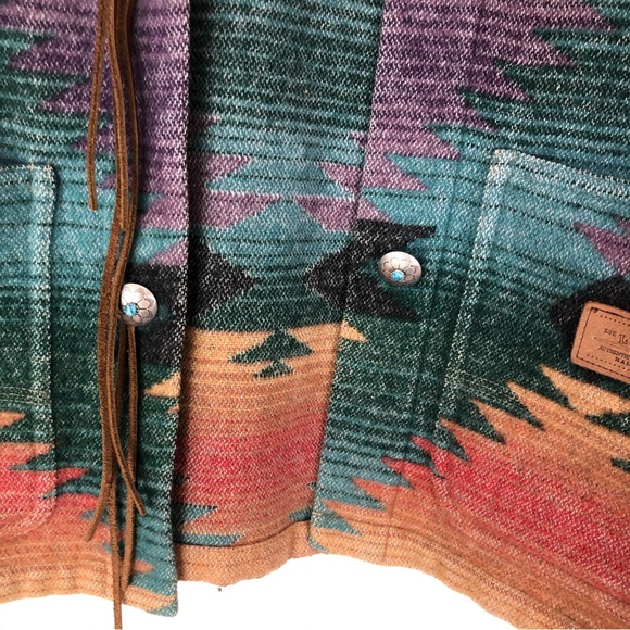Ralph Lauren USA Made Southwestern Aztec Indian Wool Jacket Vintage Concho Small - Picture 5 of 12